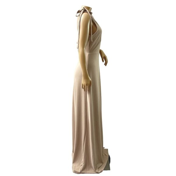 Birdy Grey Alex Convertible Crepe Taupe Maxi Formal Bridesmaid Dress Large NWT - Picture 7 of 16